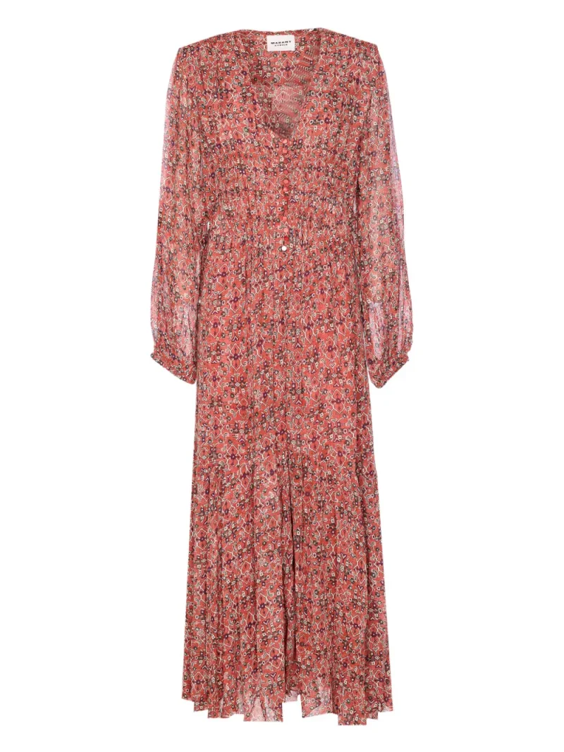 Rochie maxi Marant Etoile Briane Button-Front Flounced portocaliu