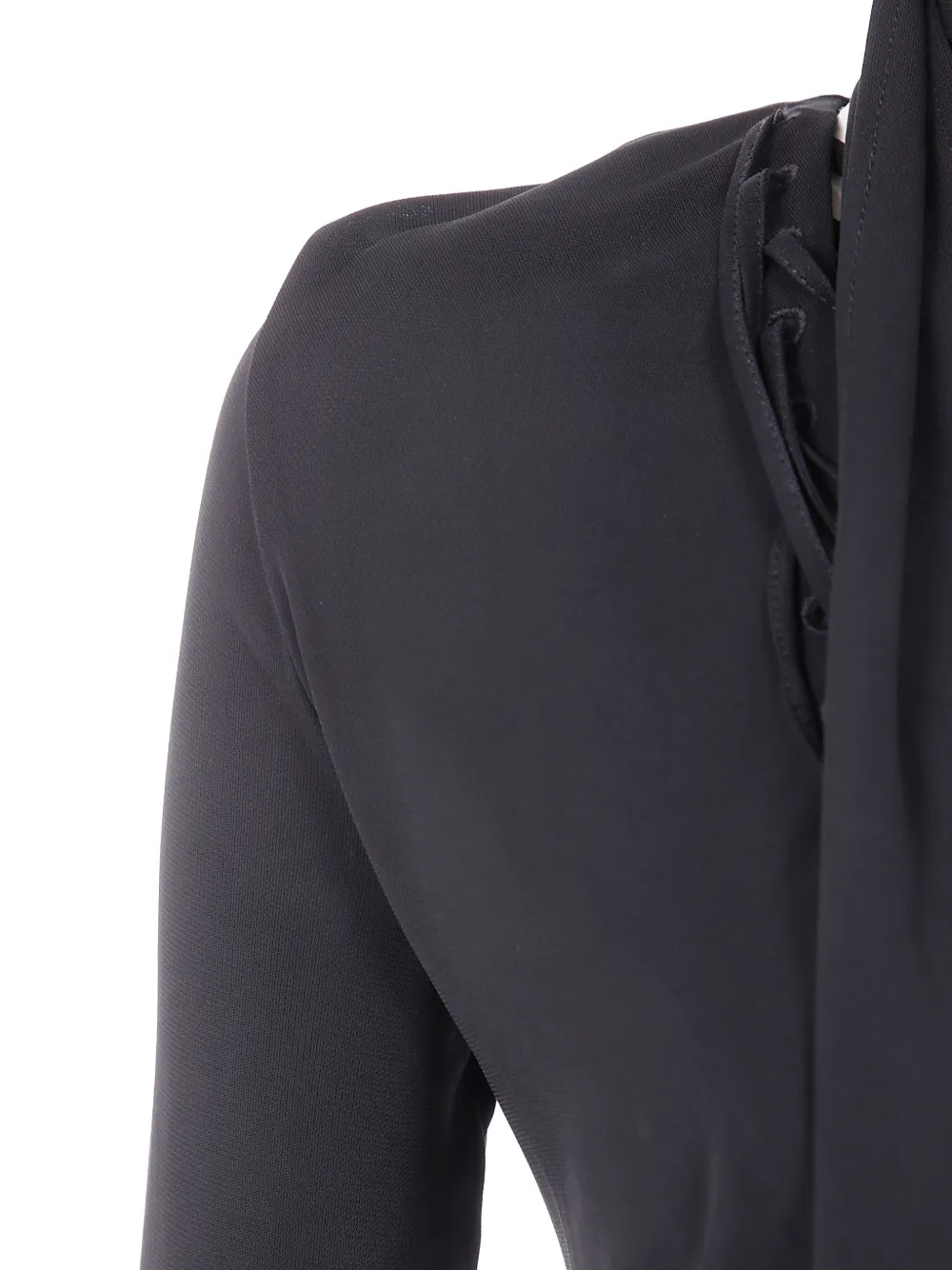 Rochie maxi The Attico Lace-Up Long-Sleeves negru - imagine 3