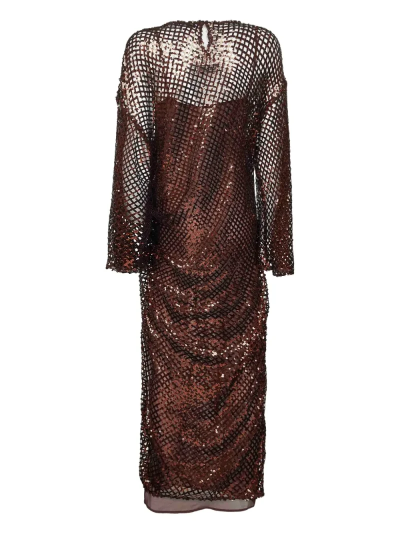 Alternative view of Rochie maxi The Attico Sequin-Embellished Gathered maro