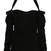 Rochie mini The Attico Halterneck Long-Sleeves negru