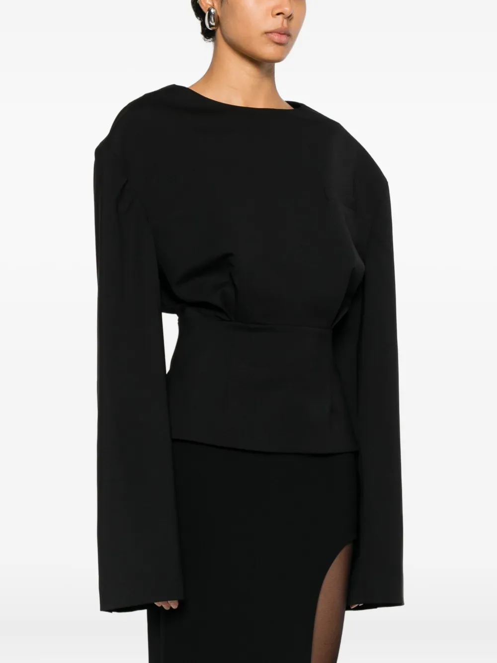 Top A.W.A.K.E. Mode Round-Neck negru - imagine 3