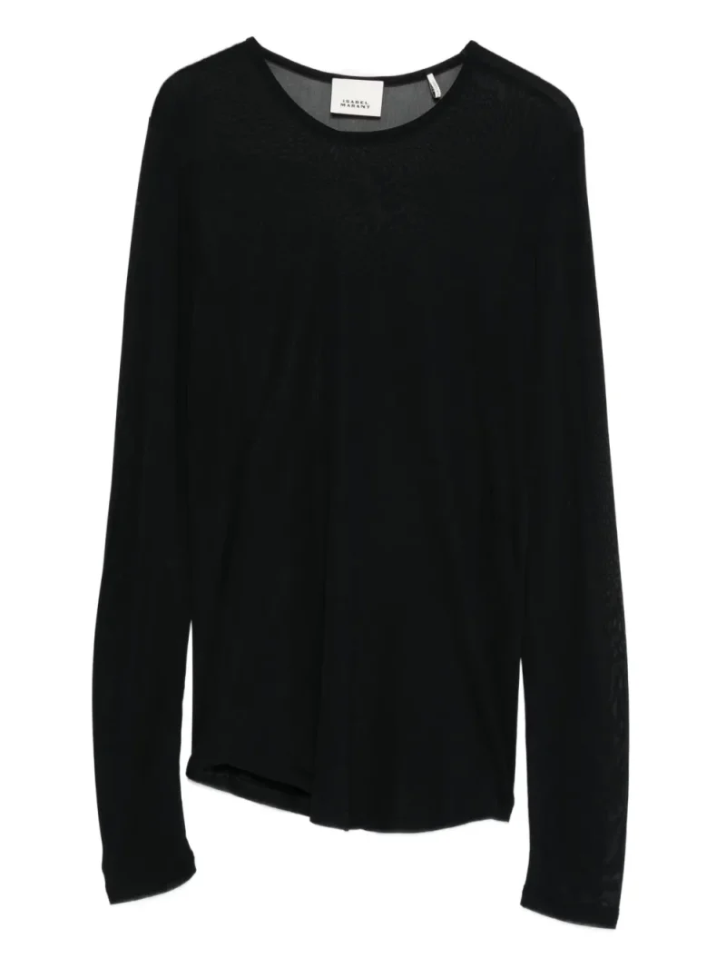 Top Isabel Marant Sheer-Panel Long-Sleeve negru