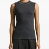 Top Peserico Embellished-Neck Sleeveless gri