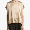 Top Peserico Silk-Blend Short-Sleeve bej
