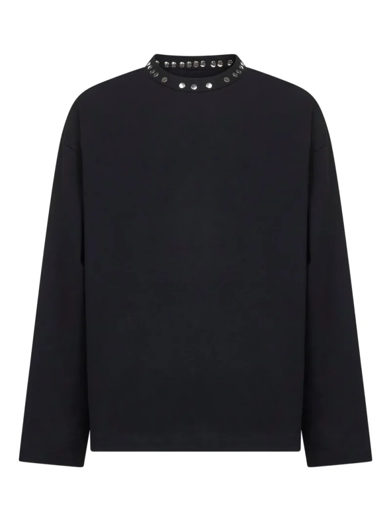 Tricou Jil Sander Metal-Stud Crew-Neck negru