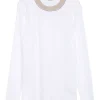 Tricou Peserico Embellished-Round-Neck alb
