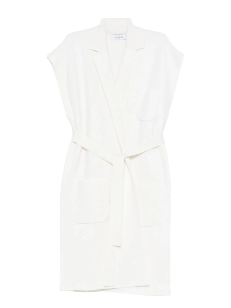 Vesta Gran Sasso belted front-pockets gilet alb