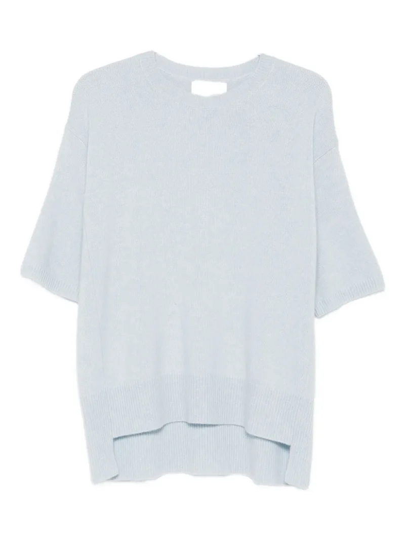 Pulover Lisa Yang Cashmere Short Sleeve albastru