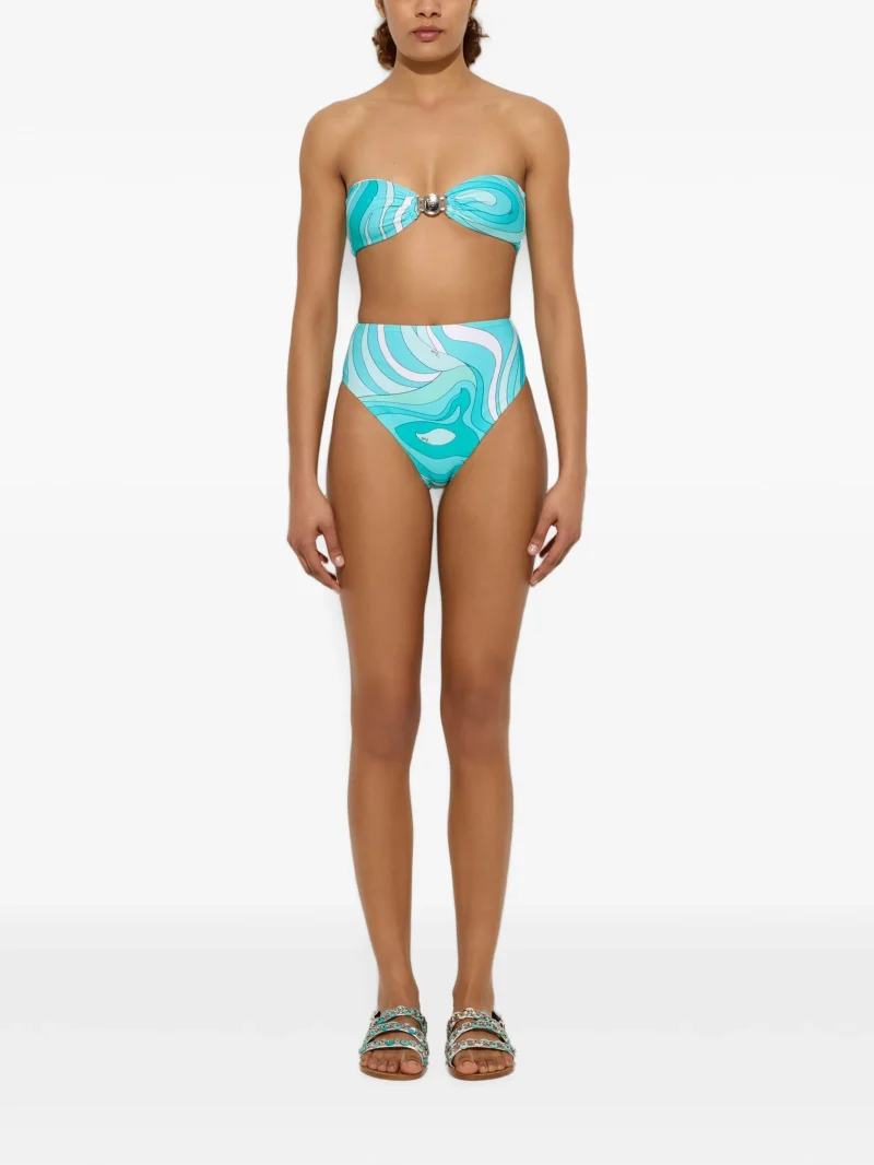 Bikini PUCCI Marmo-print high-waist bikini albastru - imagine 4