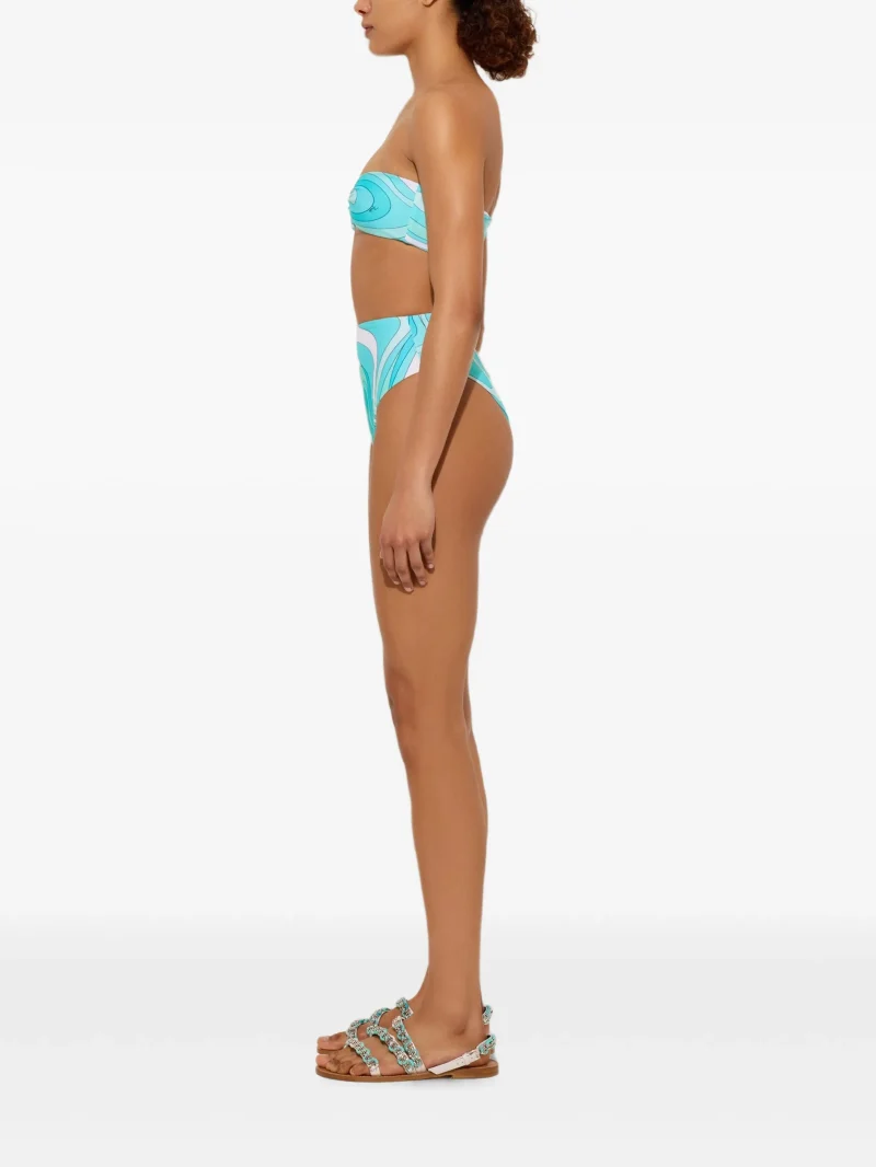 Bikini PUCCI Marmo-print high-waist bikini albastru - imagine 3
