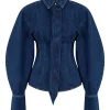 Camasa A.W.A.K.E. Mode balloon-sleeve denim albastru