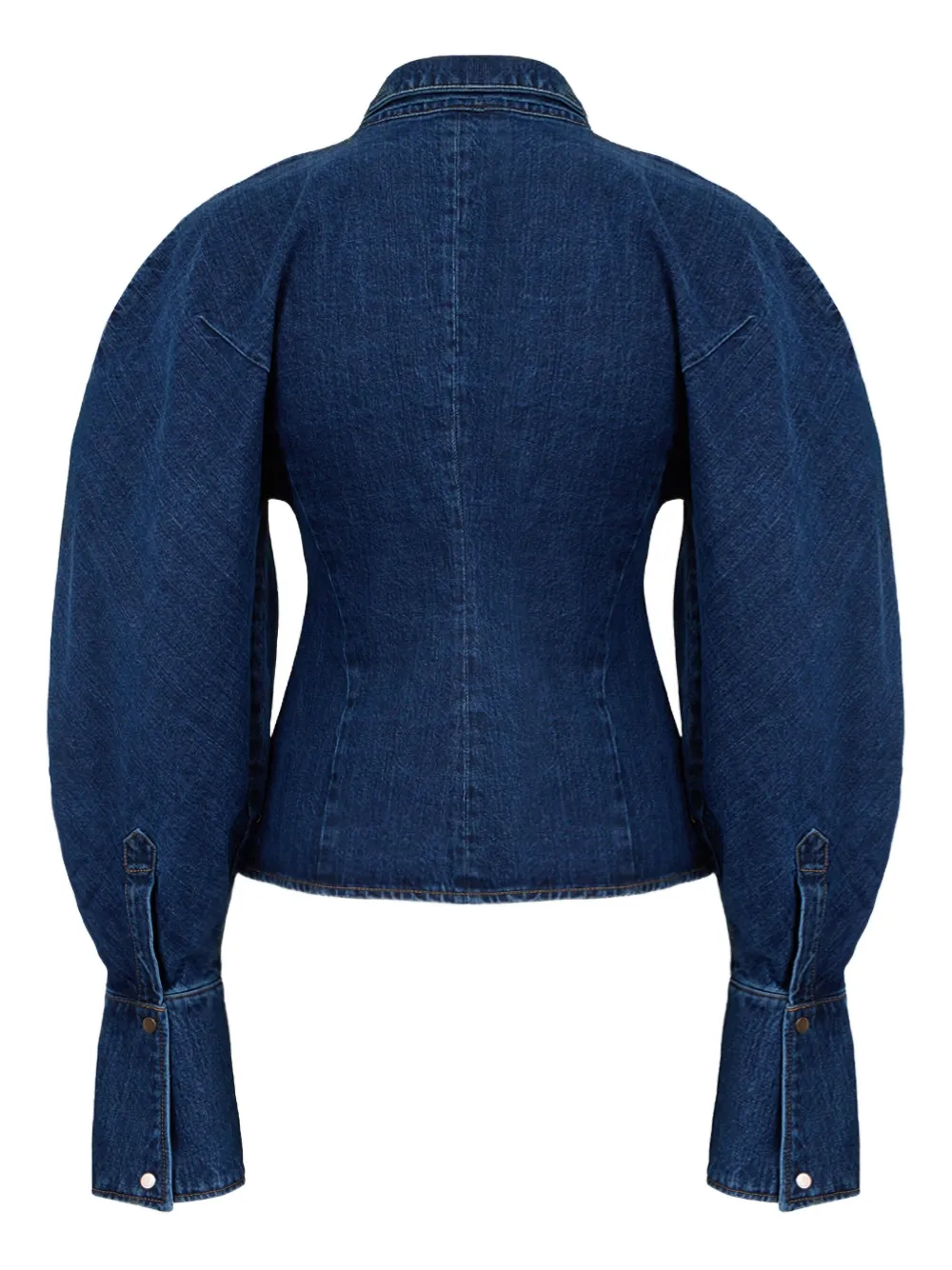 Camasa A.W.A.K.E. Mode balloon-sleeve denim albastru - imagine 4