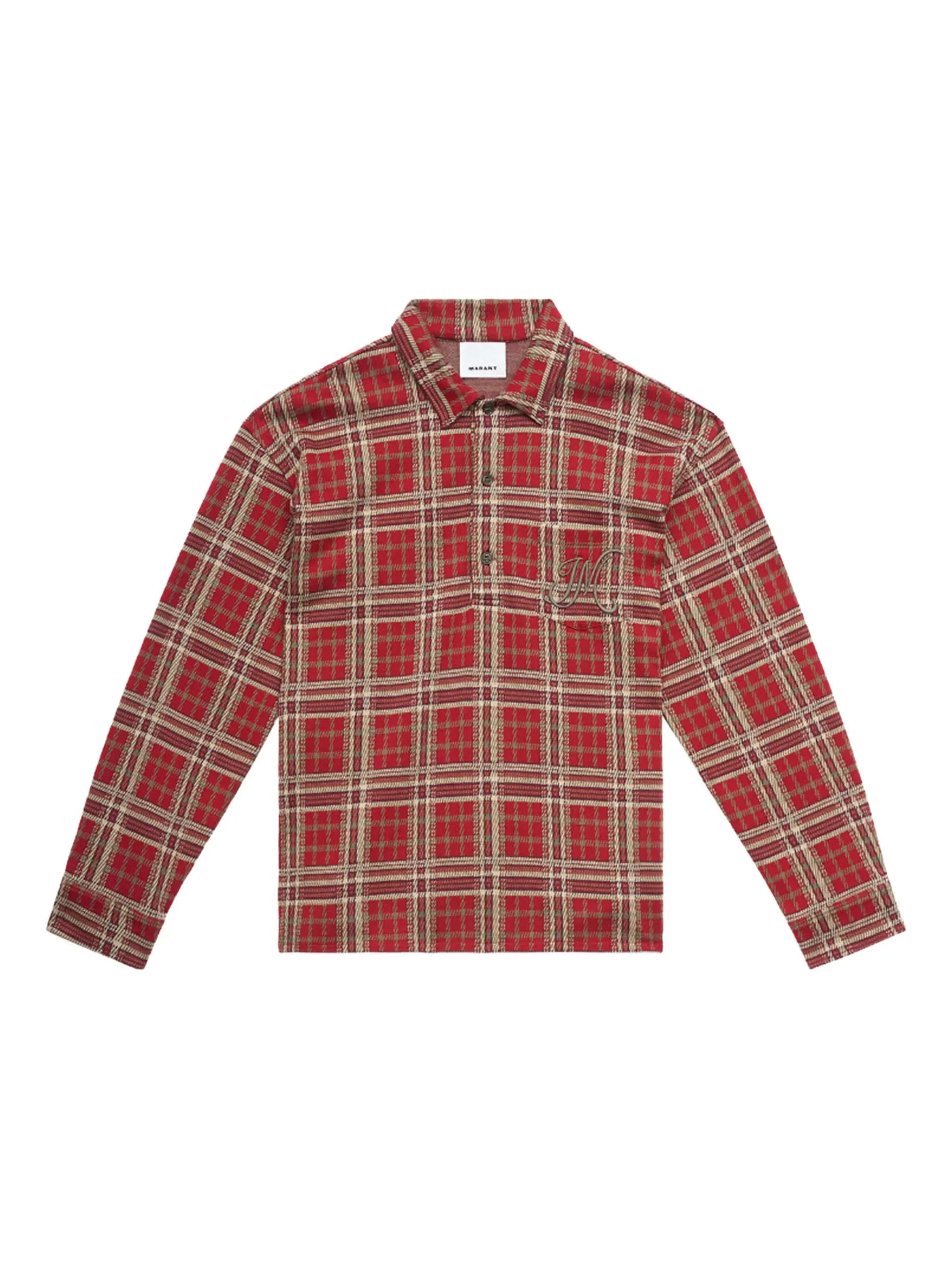 Camasa MARANT plaid embroidered polo rosu