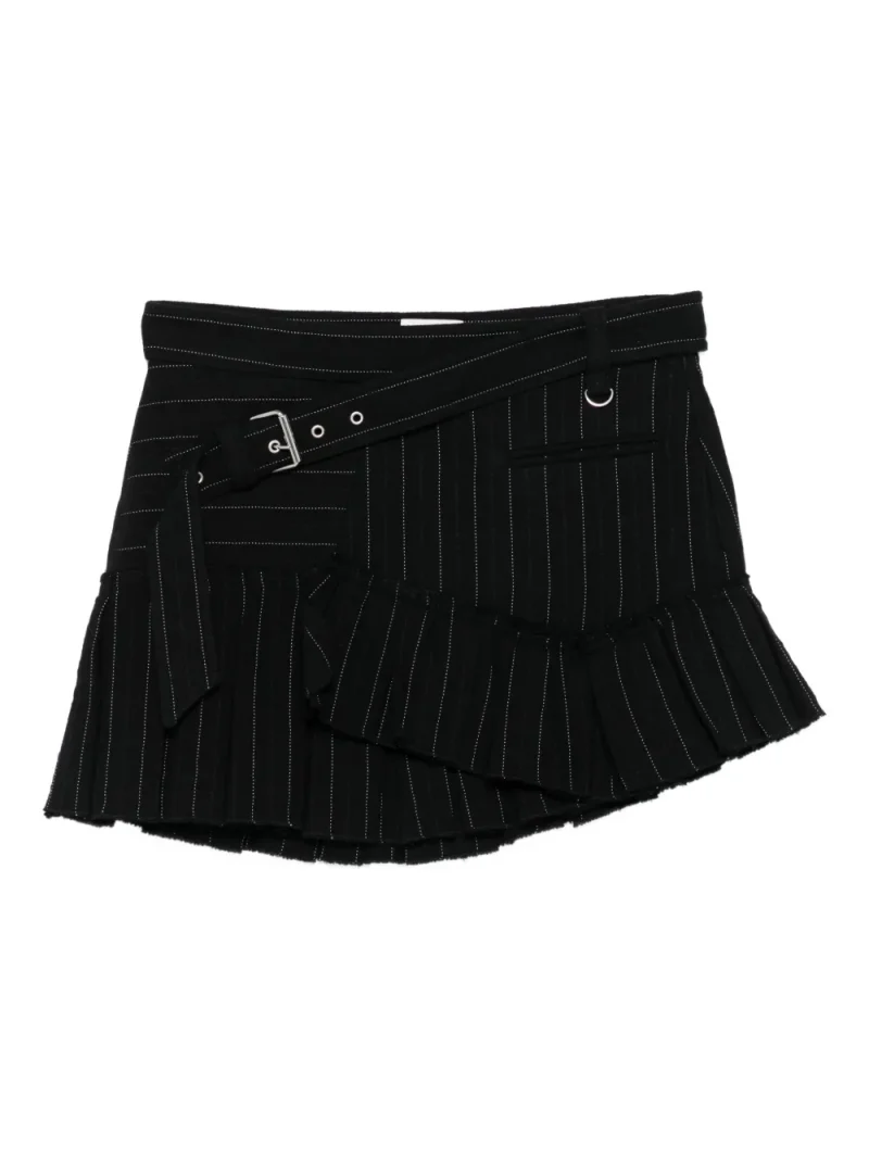 Fusta mini Isabel Marant Maddy Pinstripe Ruffled negru