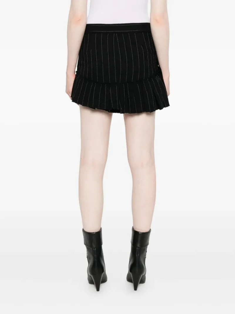 Alternative view of Fusta mini Isabel Marant Maddy Pinstripe Ruffled negru