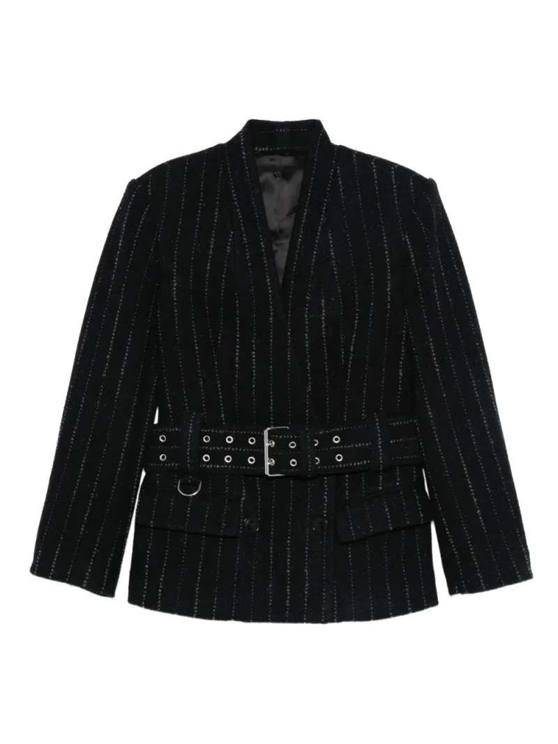 Jacheta Isabel Marant Pinstripe Belted negru
