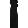 Rochie maxi Coperni One-Shoulder Flower-Embellished negru