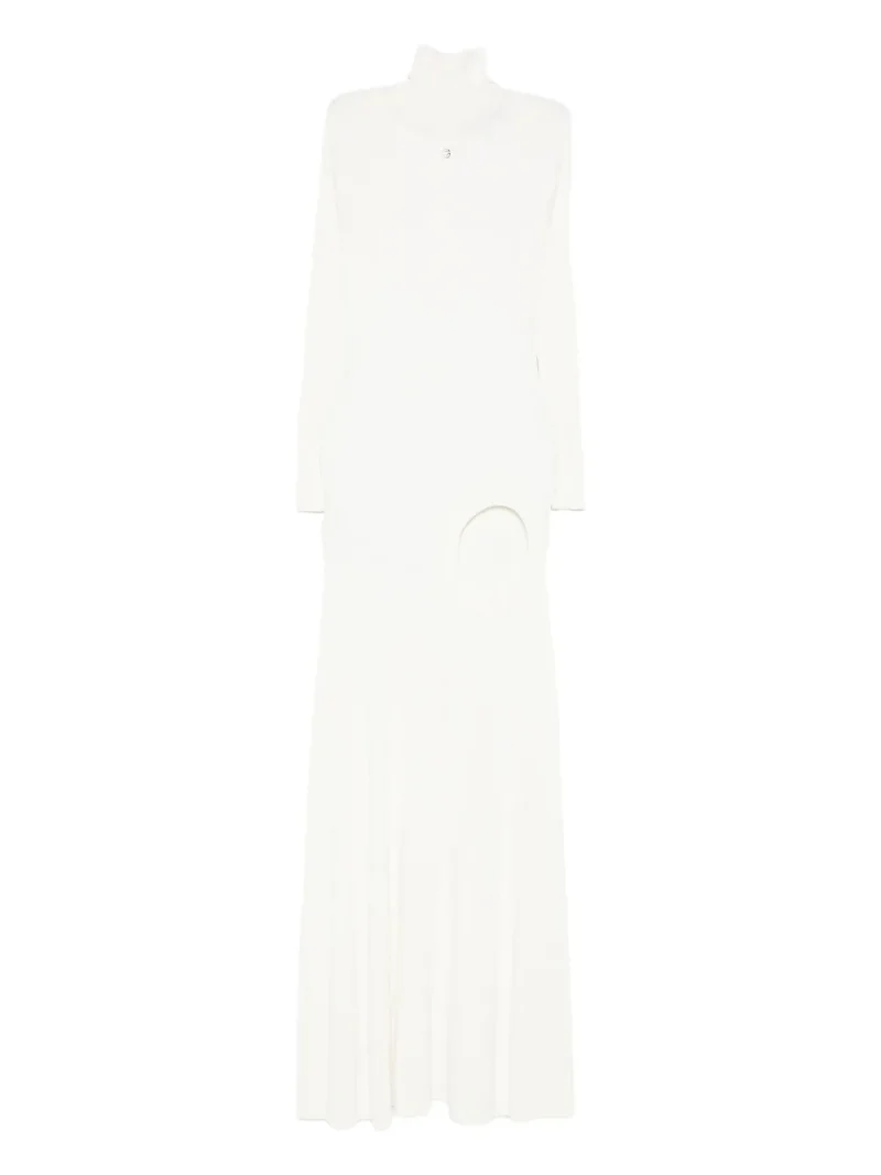 Rochie maxi Coperni Ribbed-Knit alb
