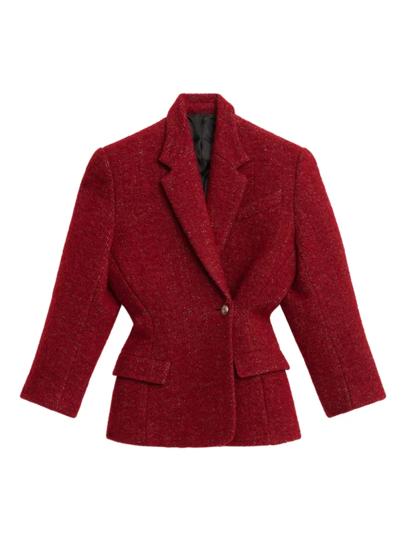 Sacou Isabel Marant Gallie Single-Breasted Textured rosu