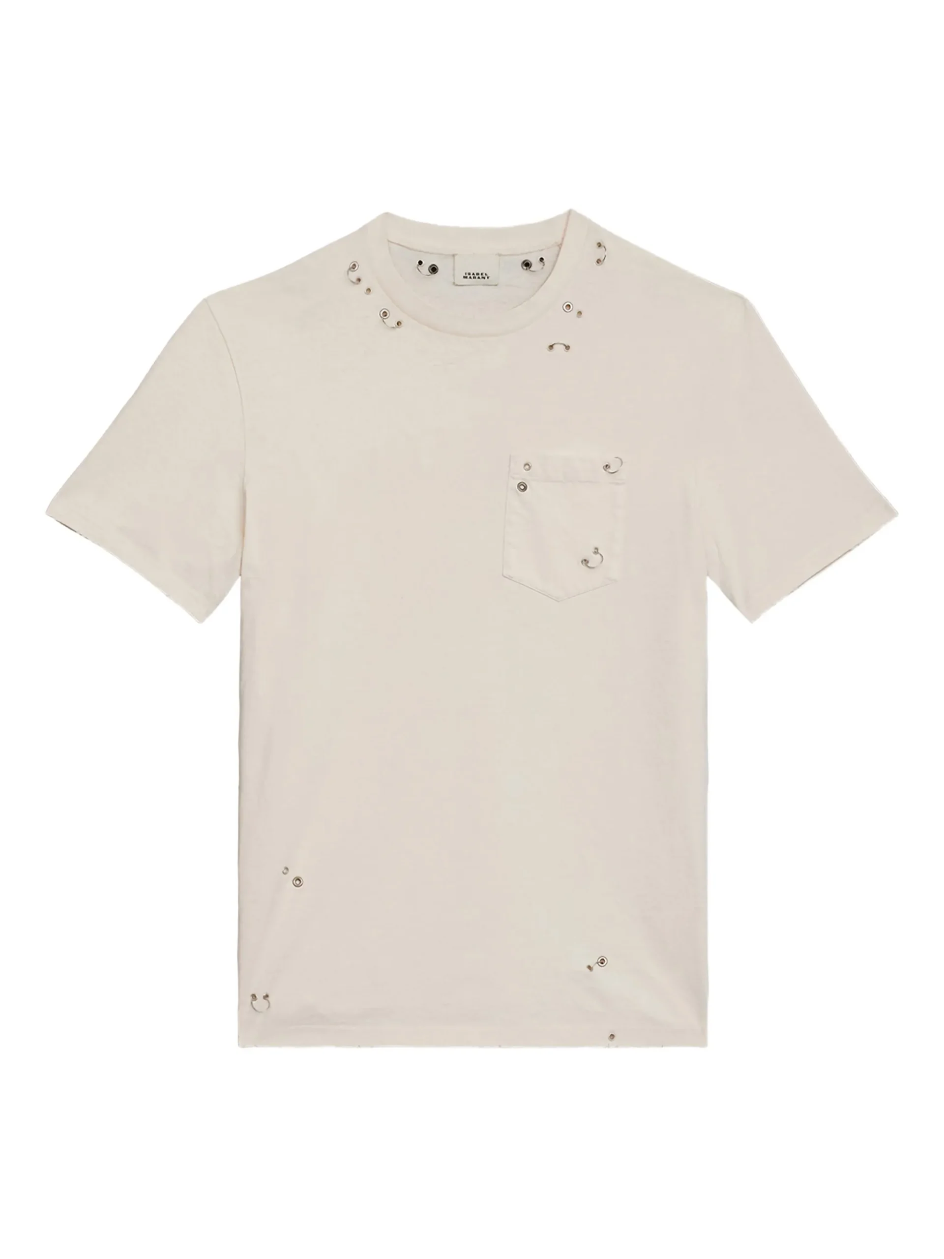 Tricou MARANT Yezra ring-embellished distressed ecru