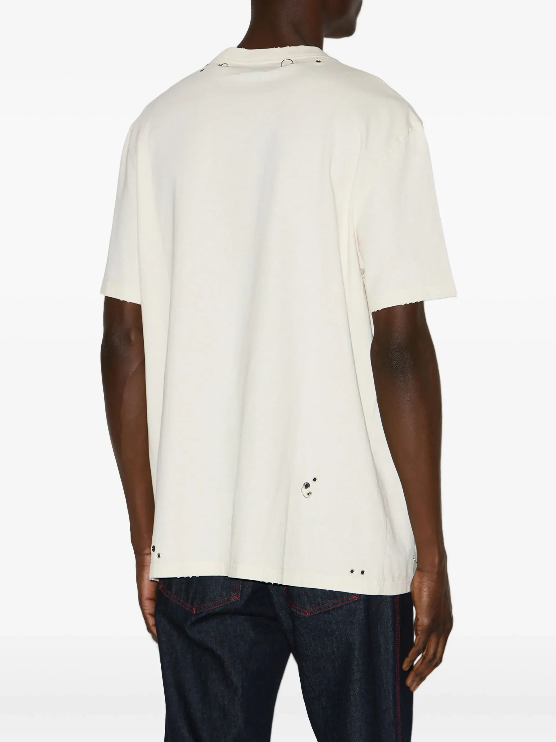 Tricou MARANT Yezra ring-embellished distressed ecru - imagine 3