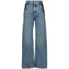 Jeans Stella McCartney wide-leg lace-up albastru