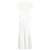 Rochie Self-Portrait button-embellishment alb