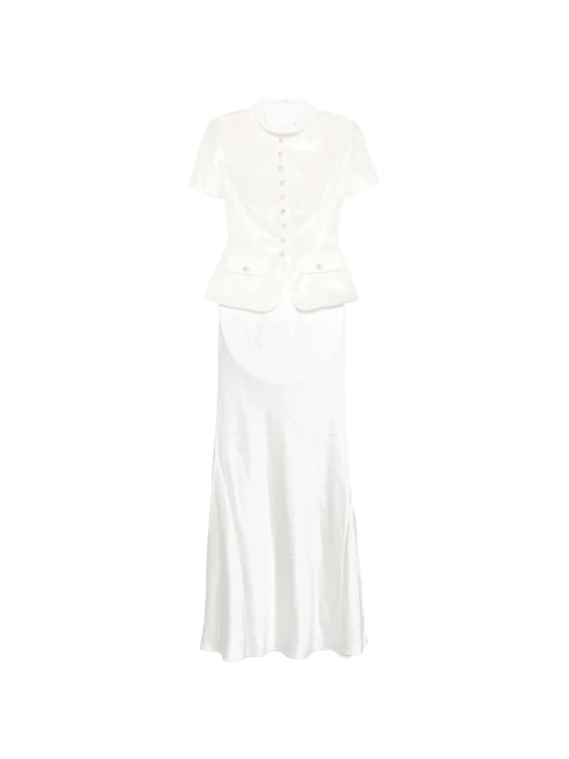Rochie Self-Portrait button-embellishment alb