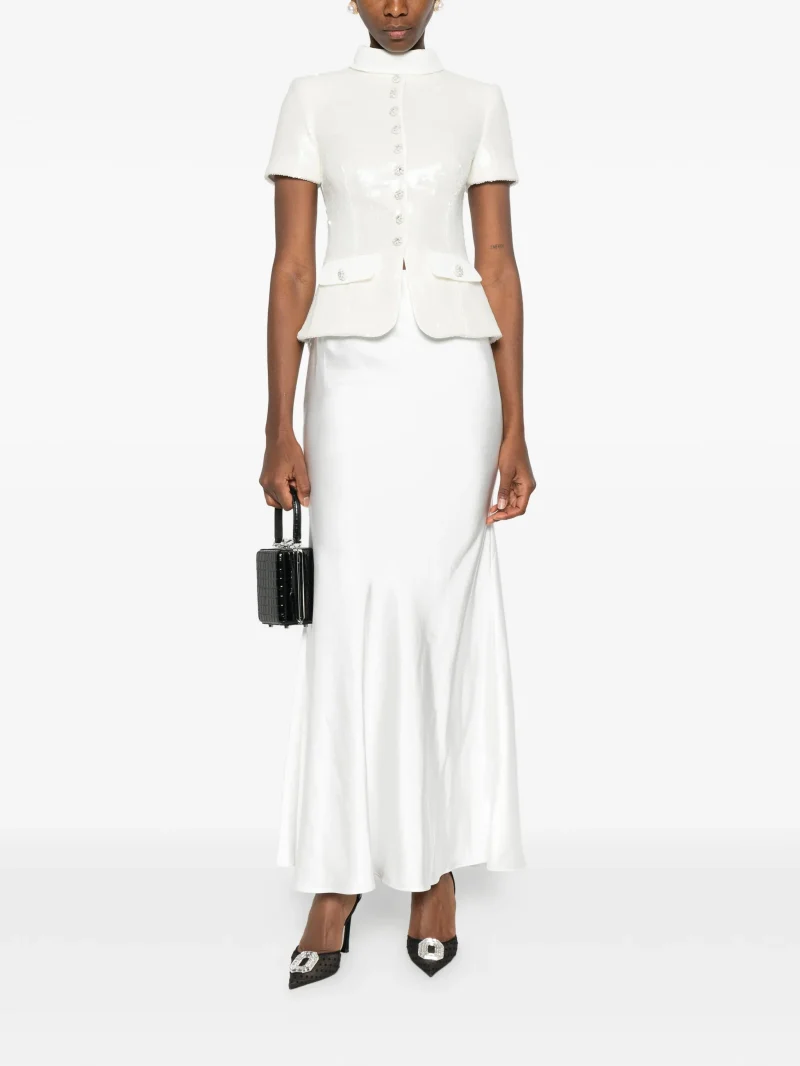 Alternative view of Rochie Self-Portrait button-embellishment alb