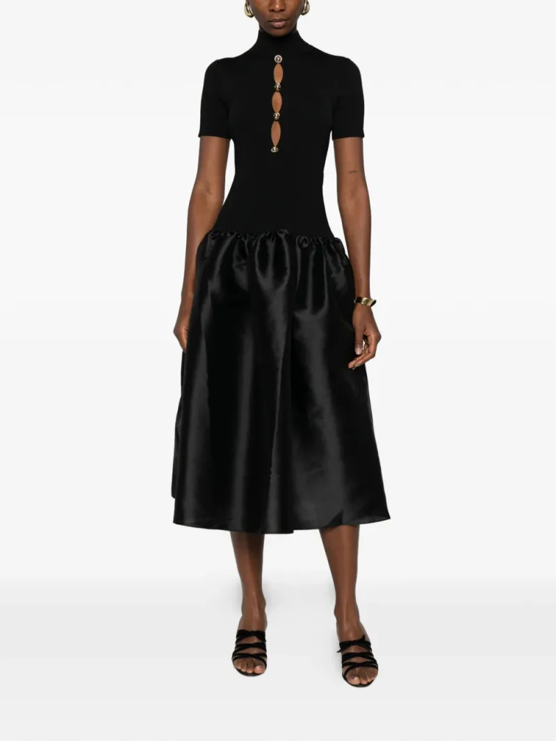 Alternative view of Rochie midi Self Portrait button-detail negru