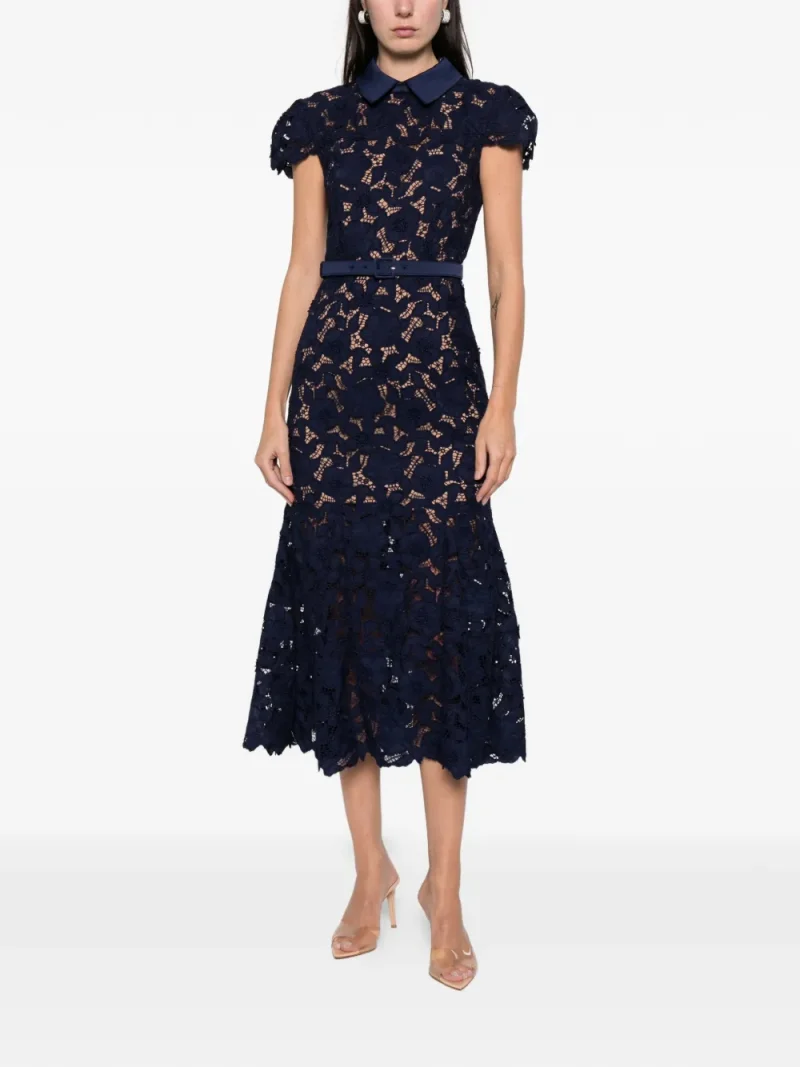 Alternative view of Rochie midi Self Portrait guipure-lace albastru