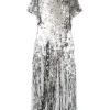 Rochie midi Self-Portrait sequin argintiu