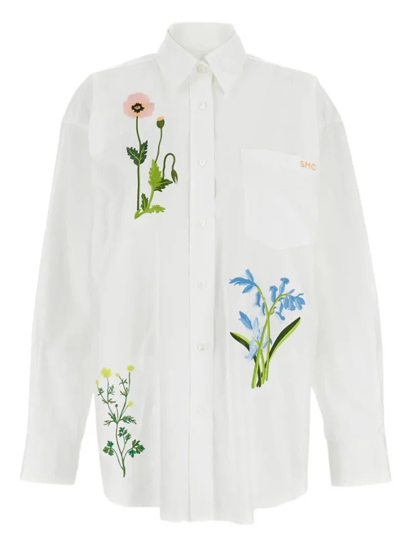 Camasa Stella McCartney Floral-Embroidered alb