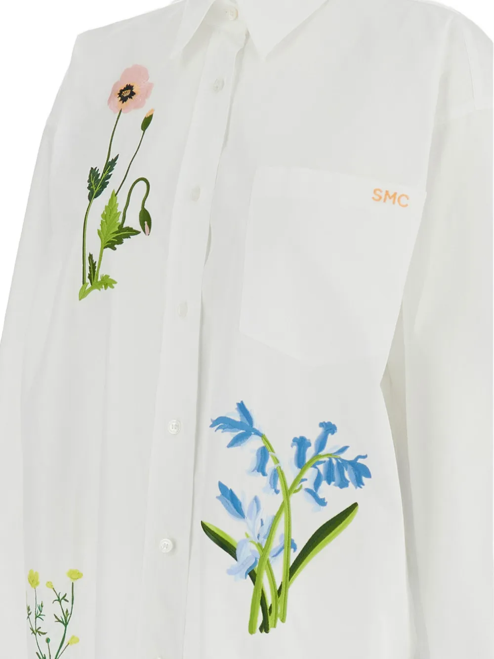 Camasa Stella McCartney Floral-Embroidered alb - imagine 3