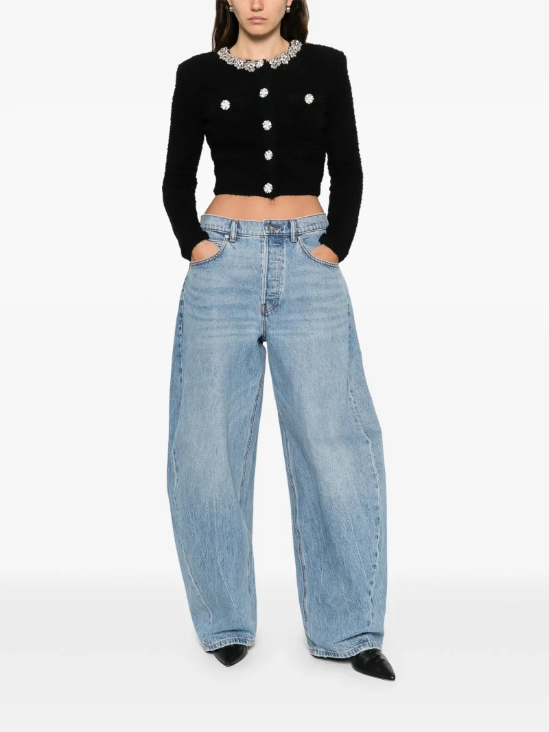 Alternative view of Cardigan Self-Portrait embellished-button negru