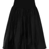 Fusta maxi Self-Portrait shirred-panel negru