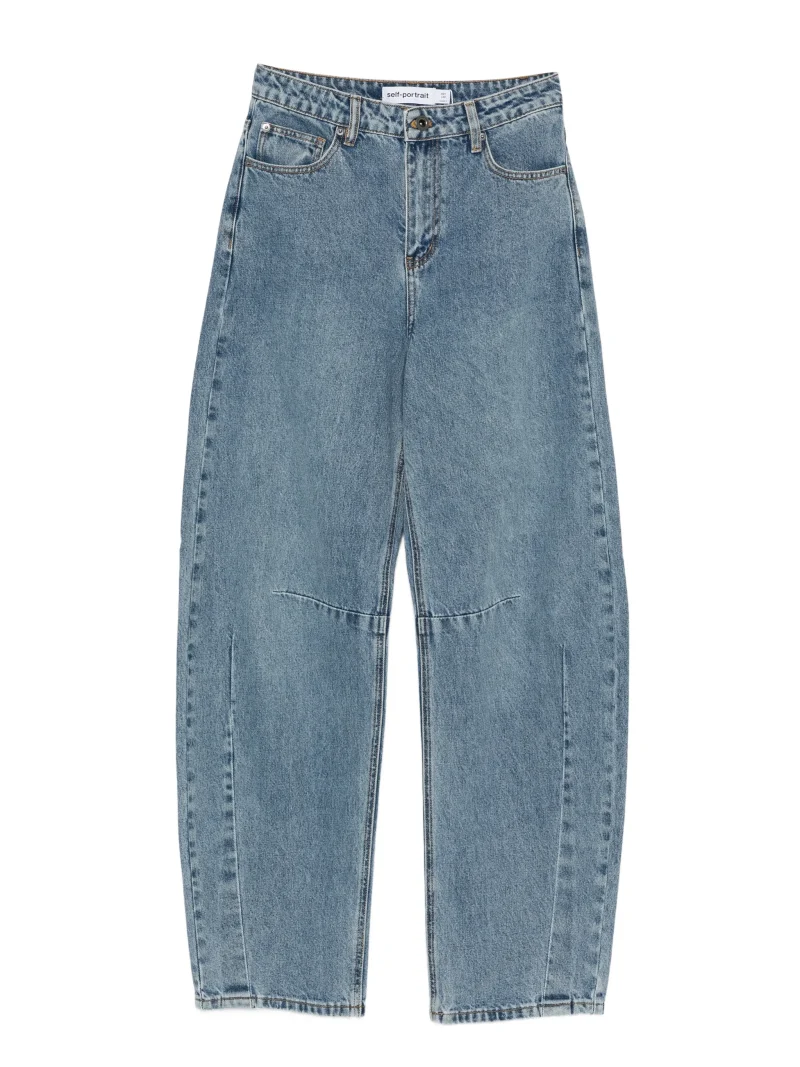 Jeans Self-Portrait seam-detail albastru