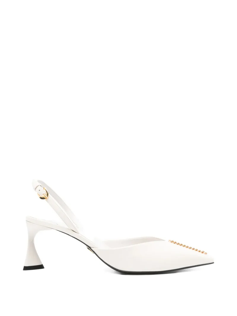 Pantofi Pumps Stella McCartney Pointed Chain-Detail alb