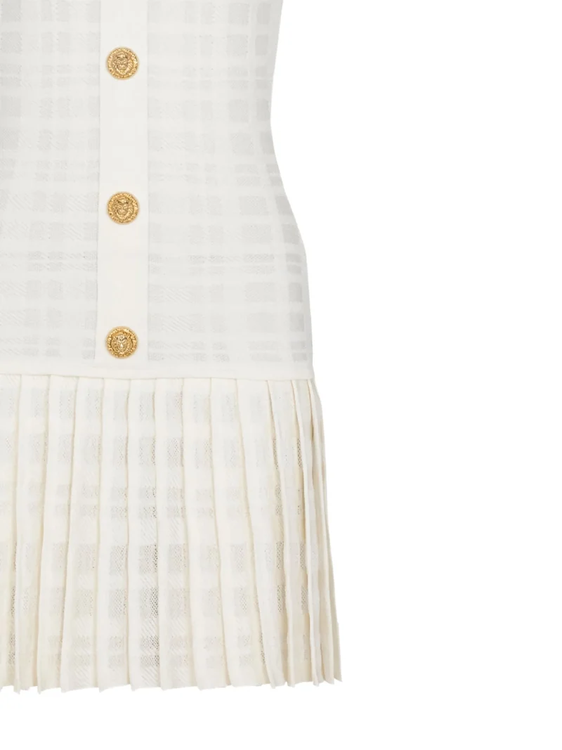 Alternative view of Rochie Balmain button-embellished pleated alba