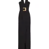 Rochie Balmain halterneck buckle-embellished negru