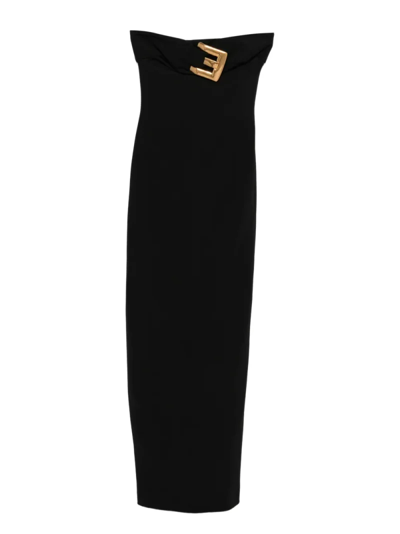Rochie maxi Balmain strapless negru