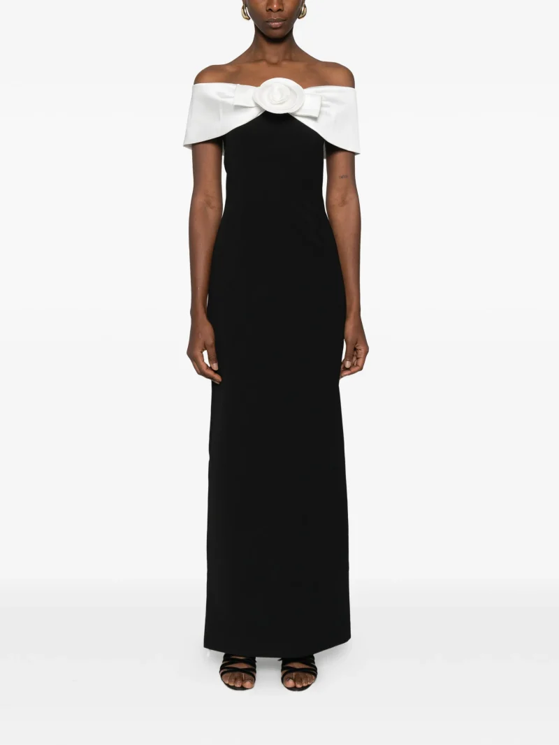 Rochie maxi Self-Portrait flower detail negru