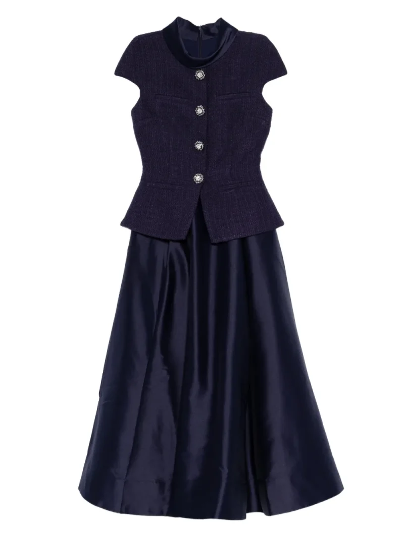 Rochie midi Self Portrait bouclé-effect tailored albastru