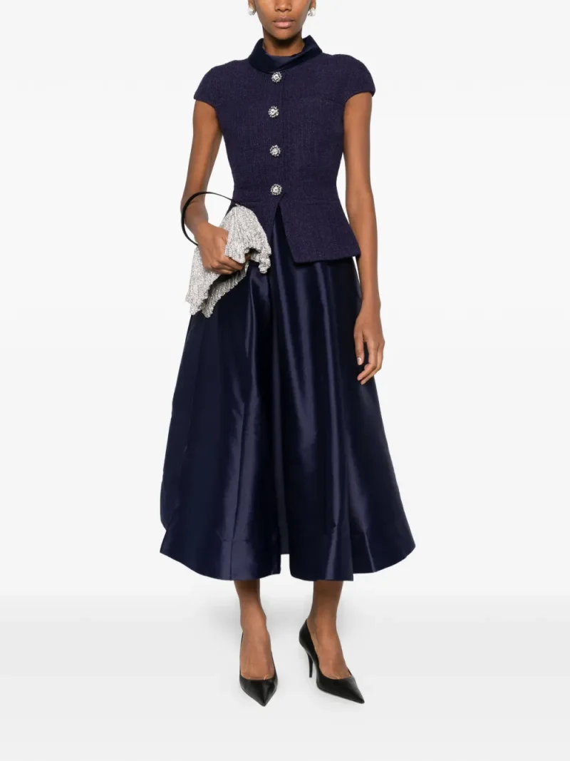 Alternative view of Rochie midi Self Portrait bouclé-effect tailored albastru