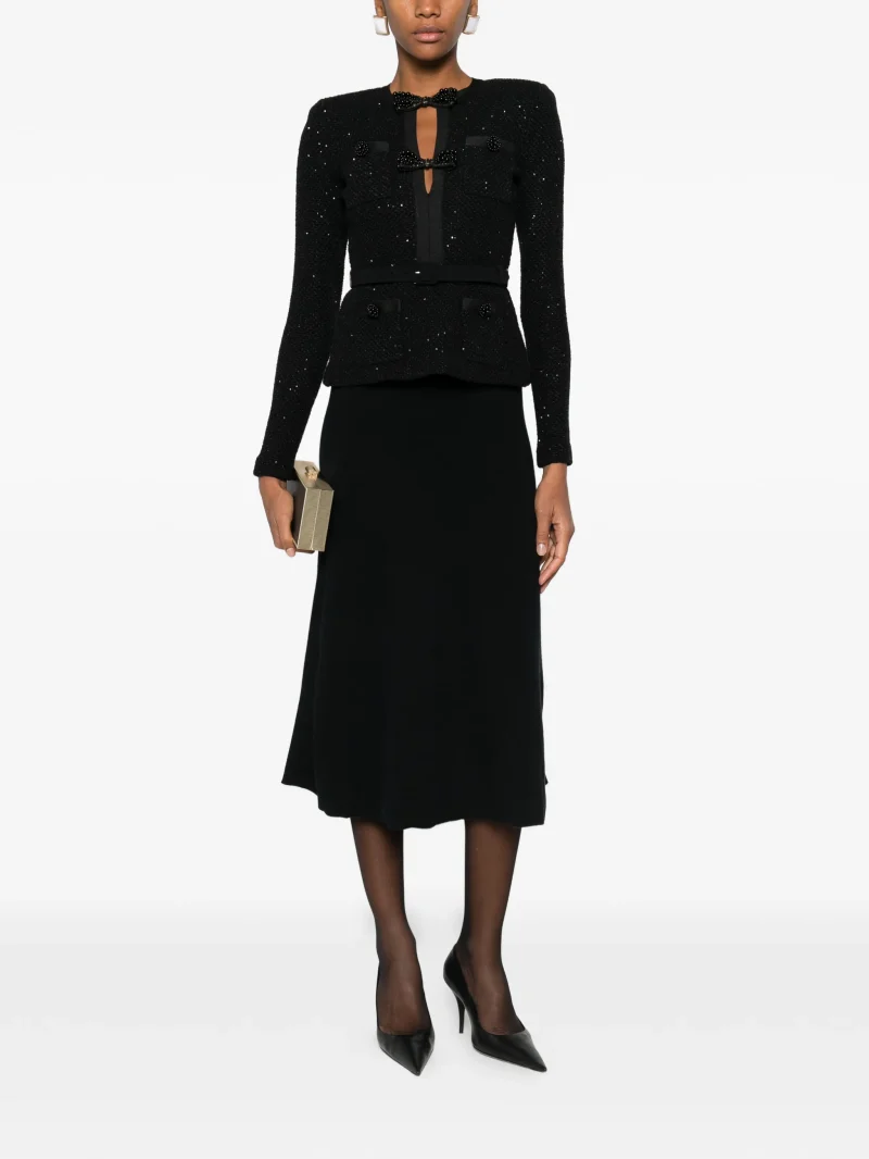 Alternative view of Rochie midi Self-Portrait Bow Embellished negru