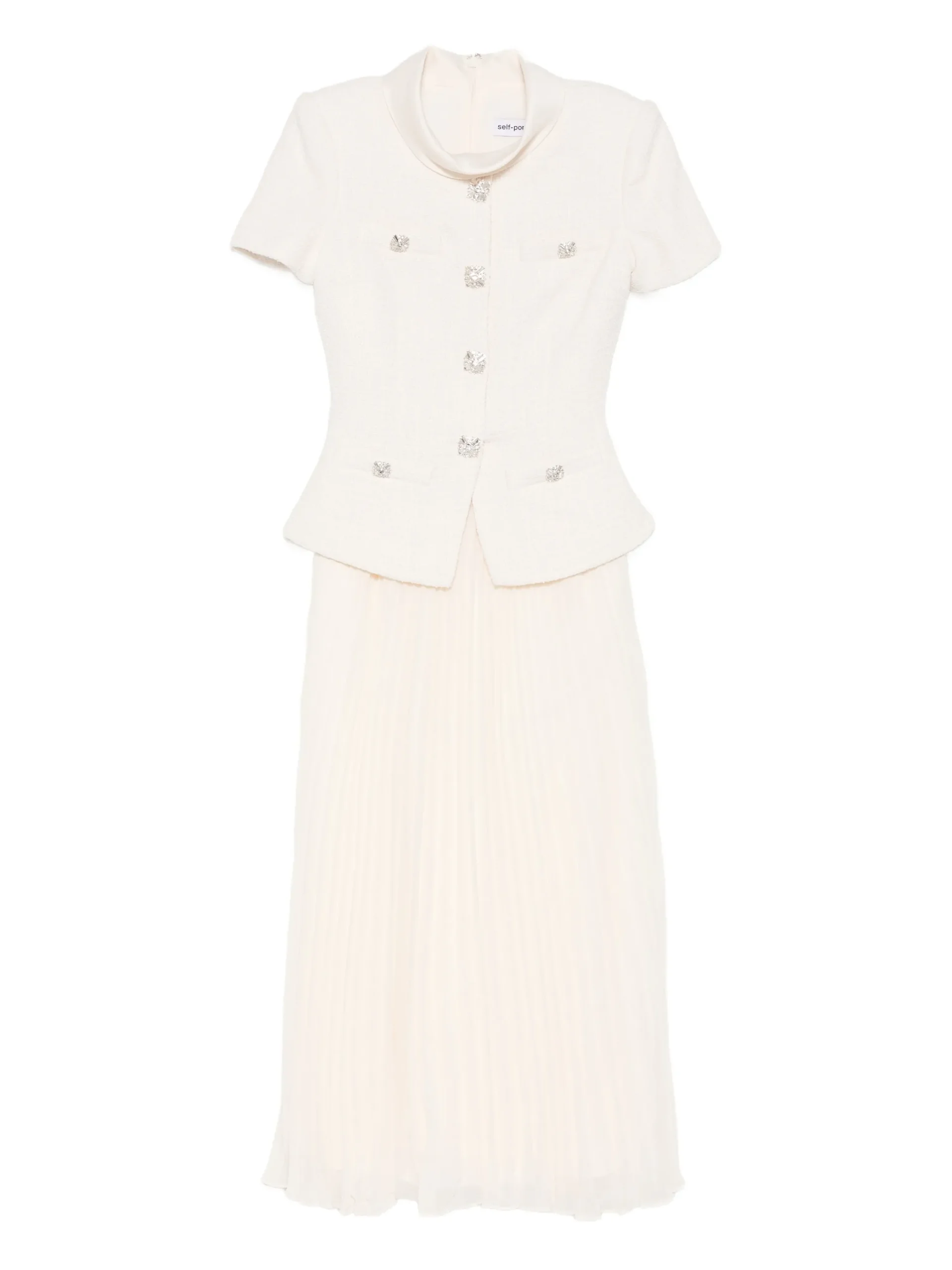 Rochie midi Self-Portrait Panelled crem