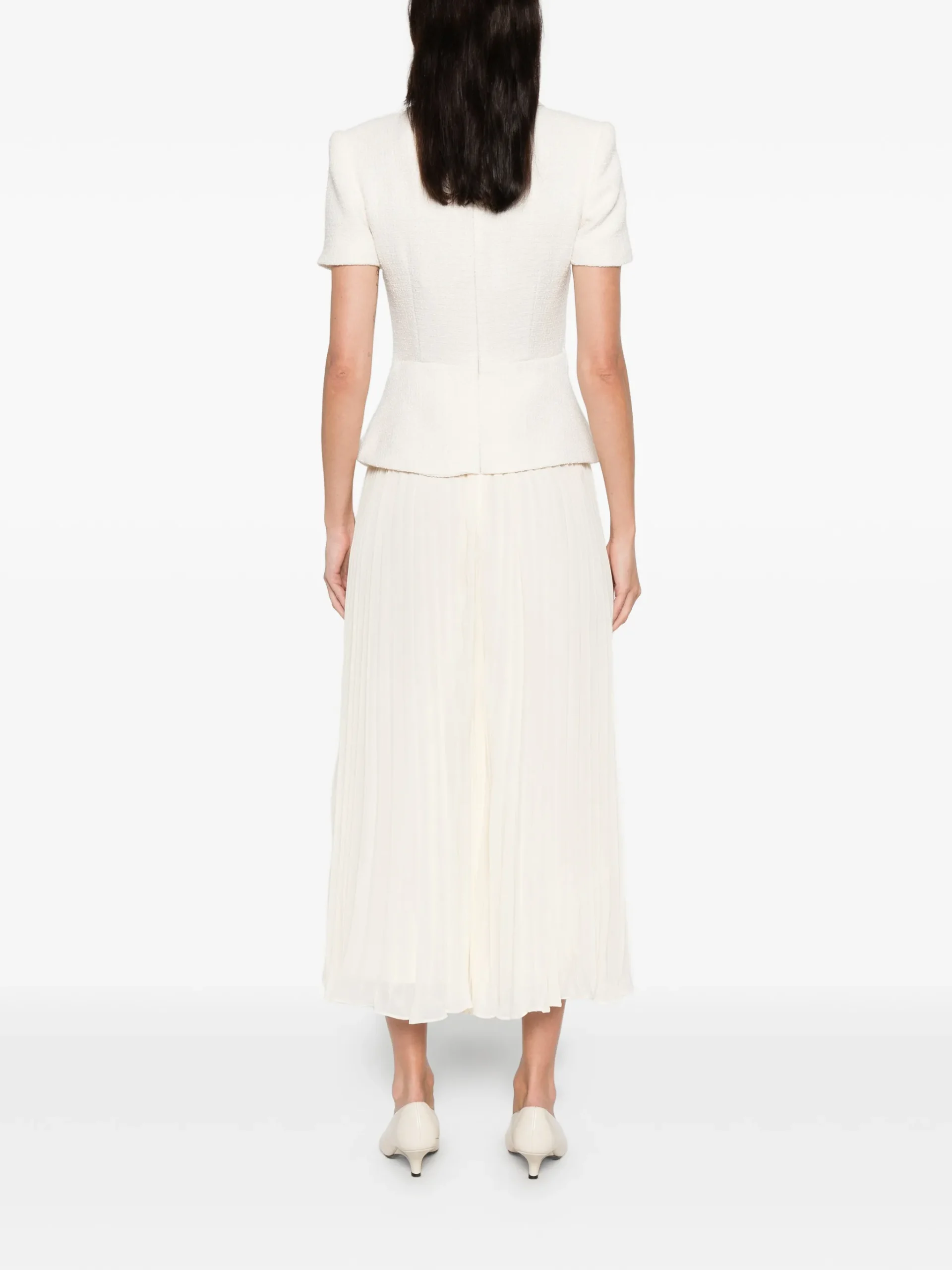 Rochie midi Self-Portrait Panelled crem - imagine 3