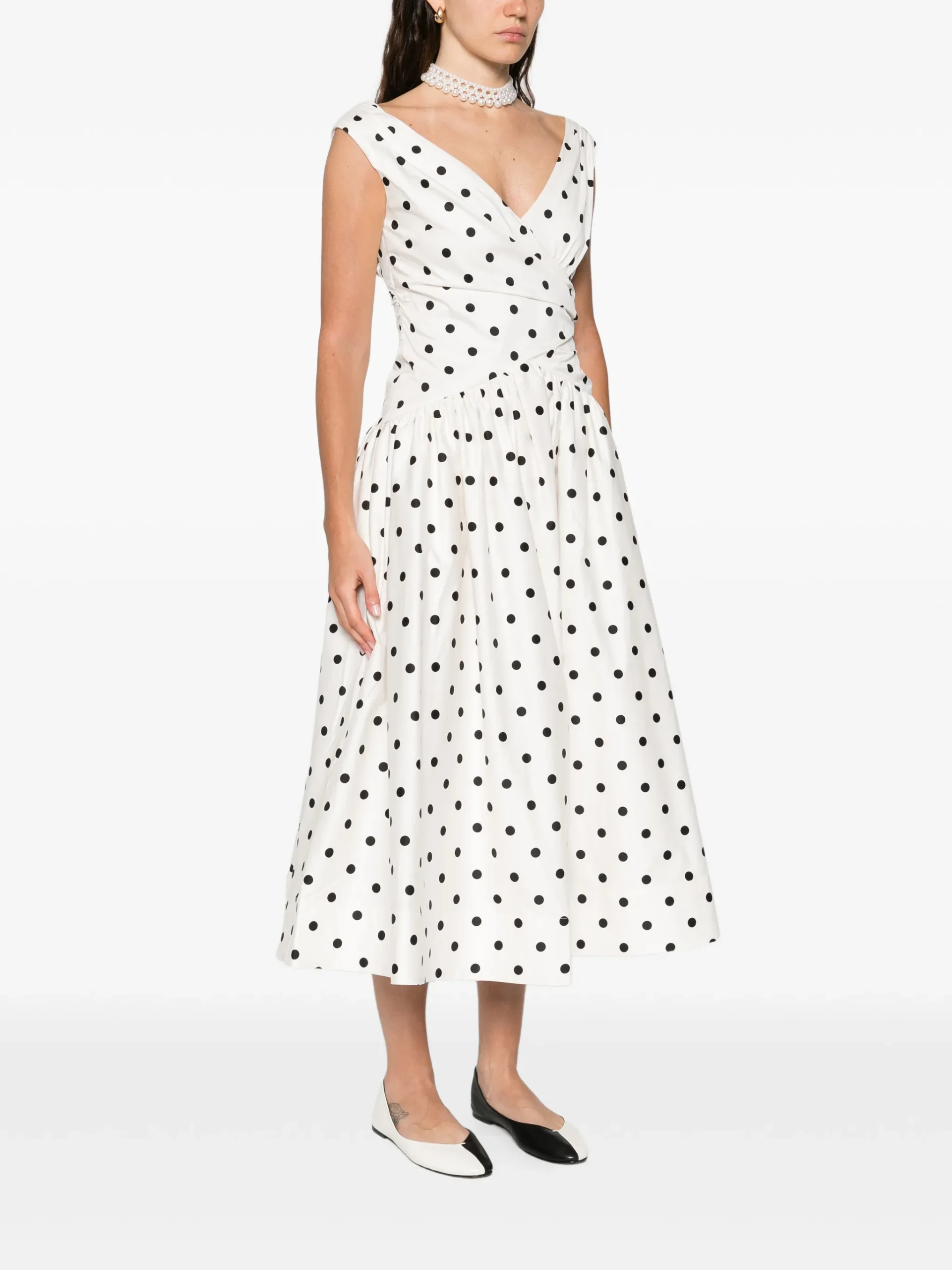 Rochie midi Self-Portrait polka-dot wrap alb - imagine 5