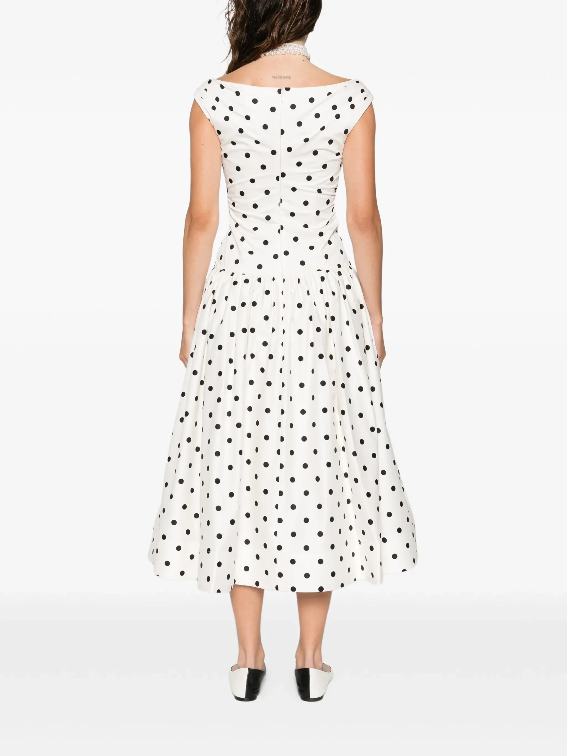 Rochie midi Self-Portrait polka-dot wrap alb - imagine 4