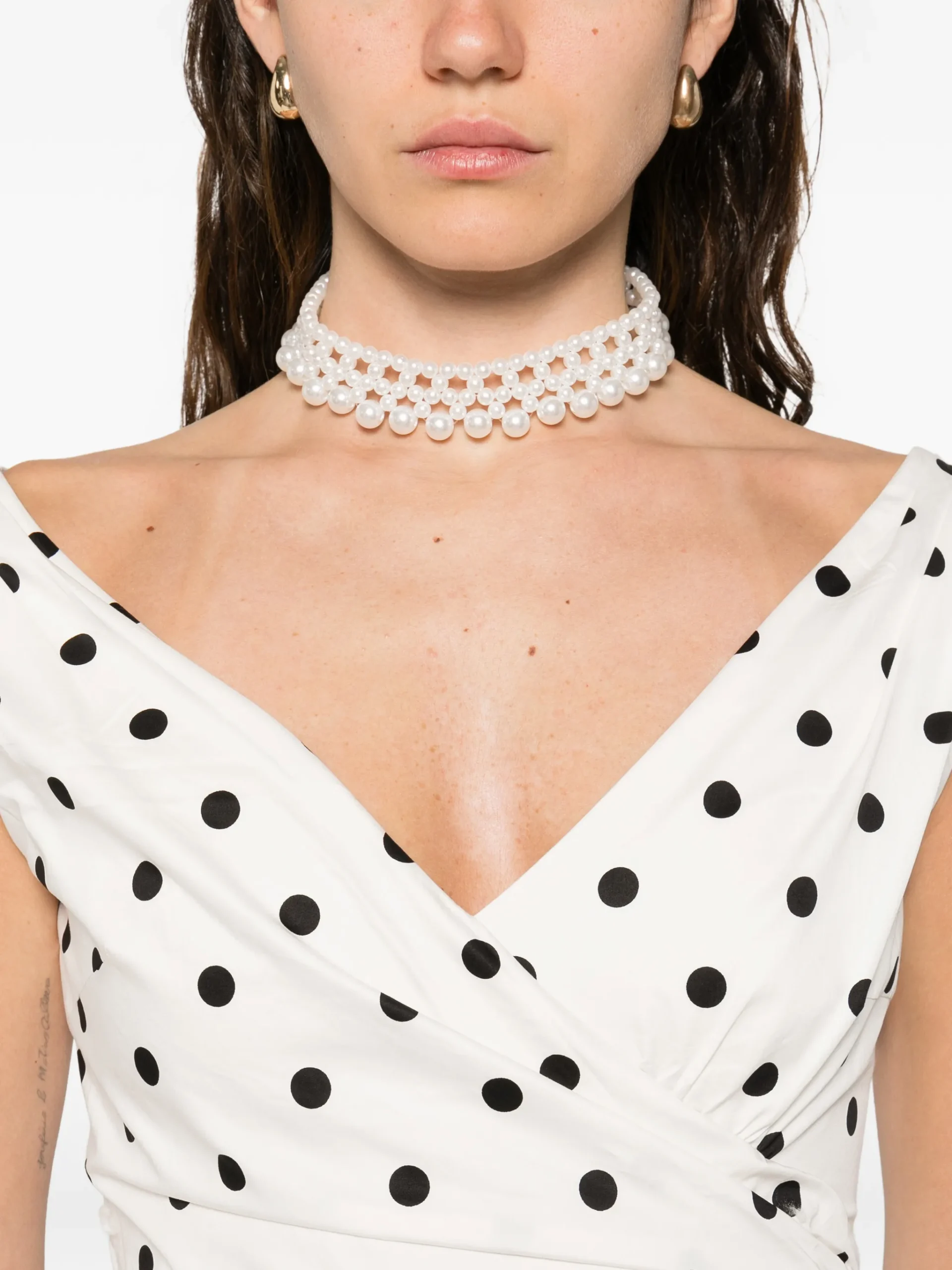 Rochie midi Self-Portrait polka-dot wrap alb - imagine 3
